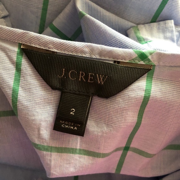 J Crew Blue Green Ruffled Windowpane Shirt 2 - Picture 3 of 3